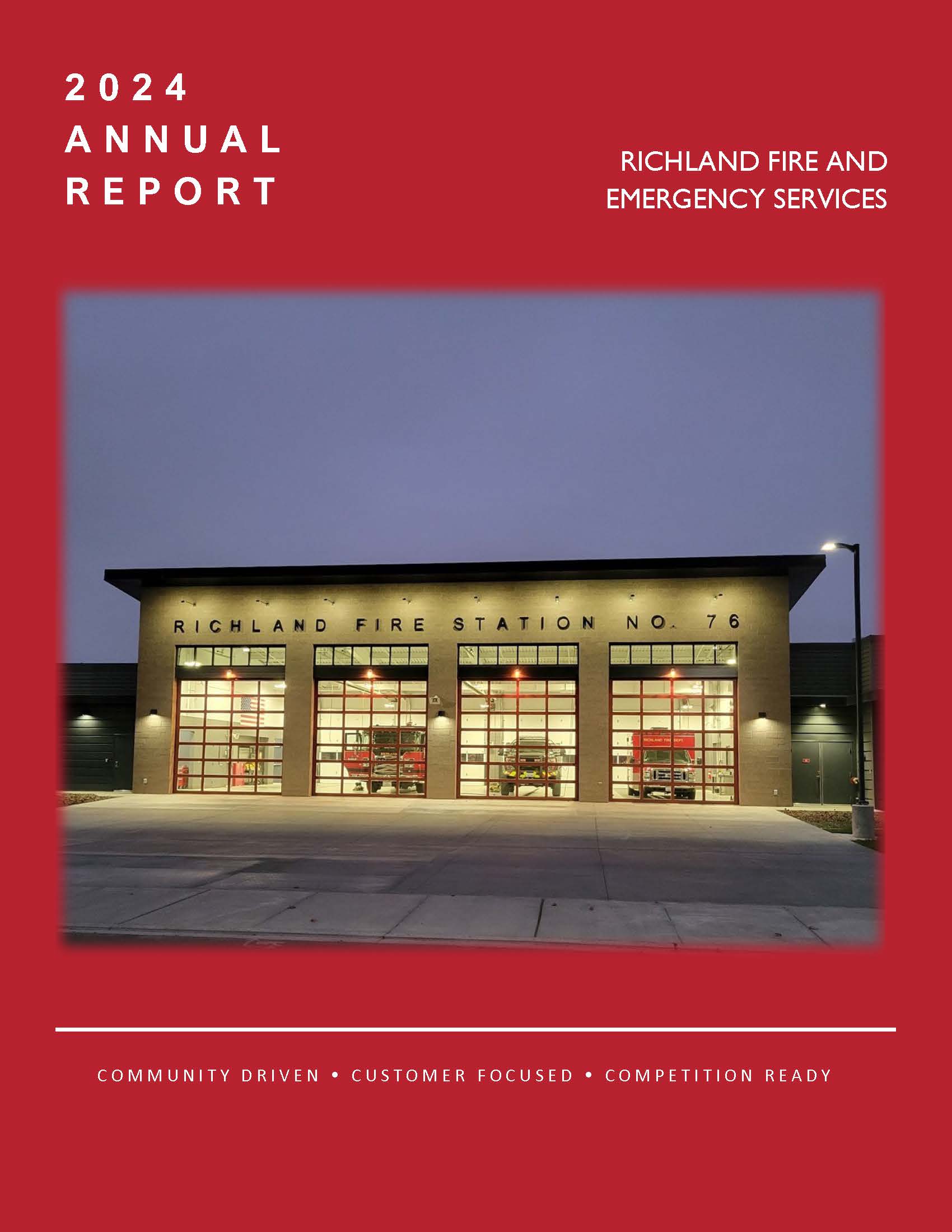 Red background with photo of Station 76 in Richland WA